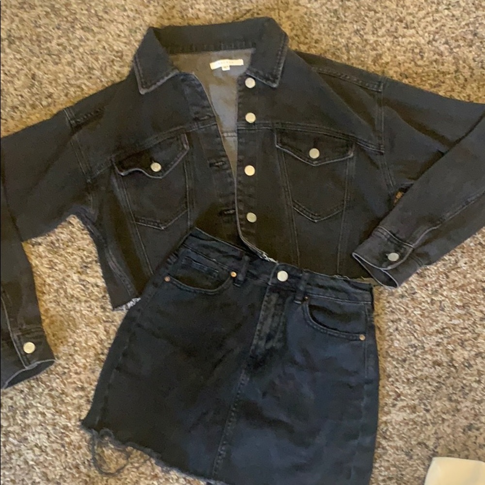 Black jean jacket and skirt